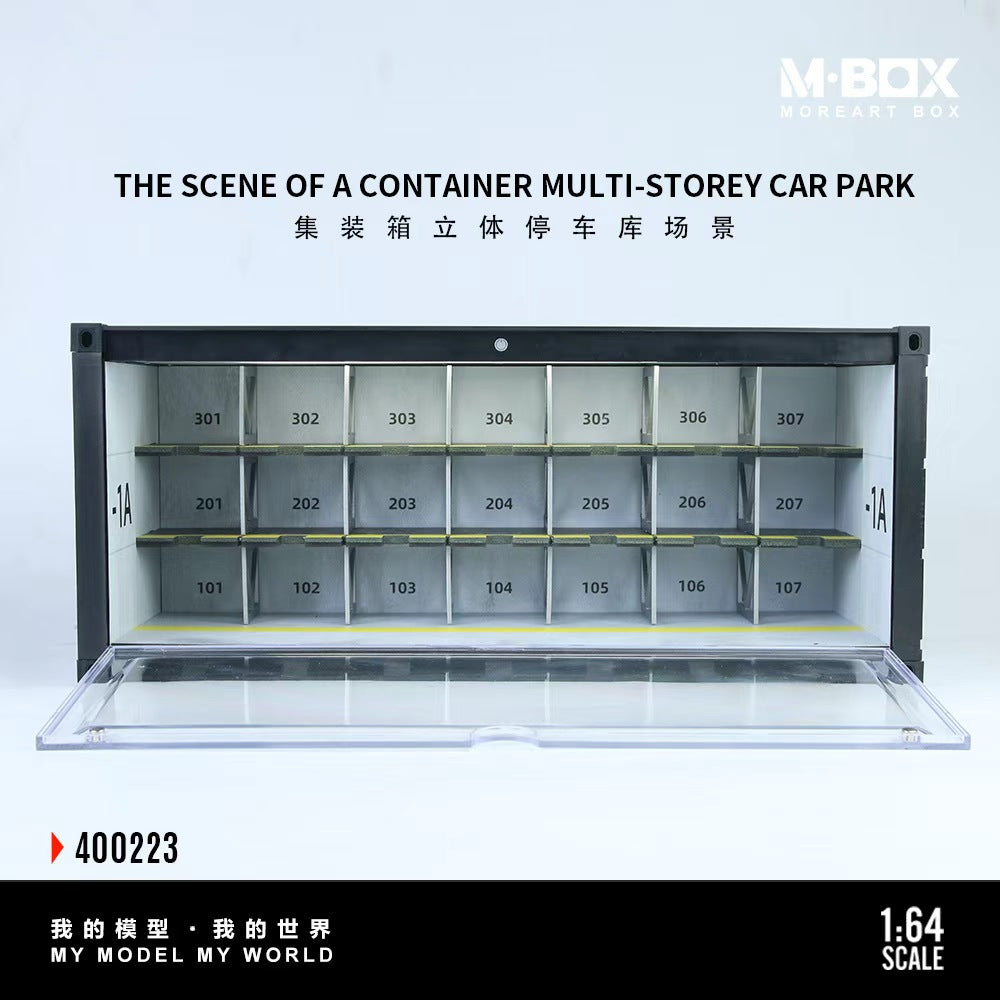 [ETA:  May 2026 ] MBOX 1/64 Container Car Park 21Seats  Size: 38.7 x 16 x 16.5cm