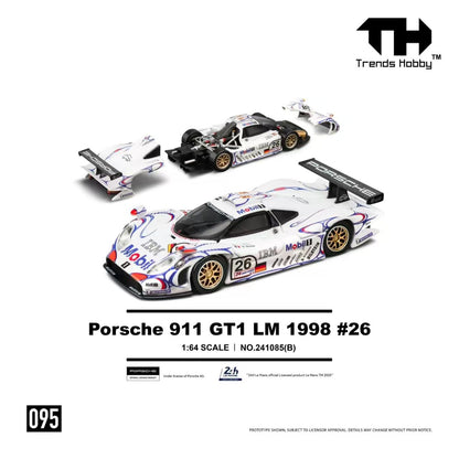 [ETA:  Aug 2026 ] Trend Hobby 1/64 Porsche  911 GT1 LM 1988 White Mobil Winner Livery