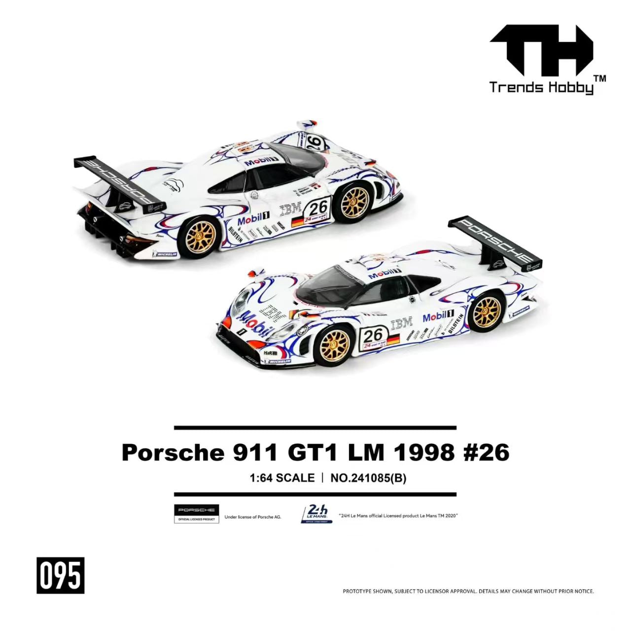 [ETA:  Aug 2026 ] Trend Hobby 1/64 Porsche  911 GT1 LM 1988 White Mobil Winner Livery