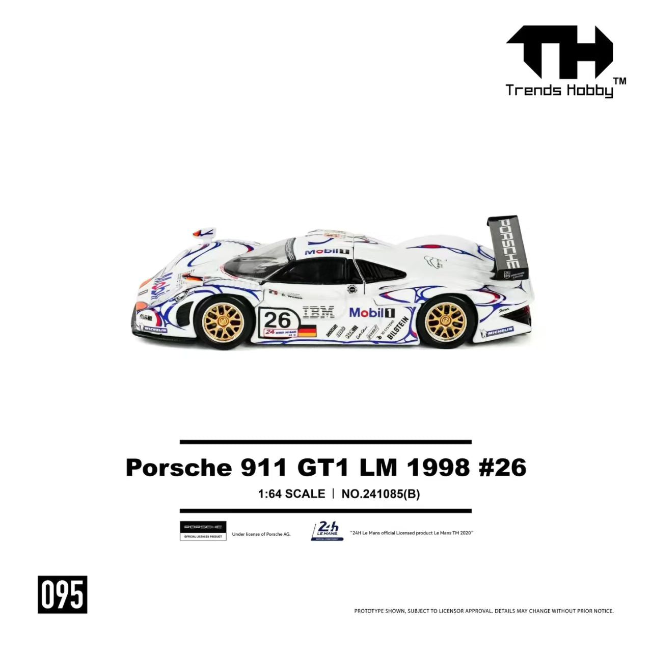 [ETA:  Aug 2026 ] Trend Hobby 1/64 Porsche  911 GT1 LM 1988 White Mobil Winner Livery
