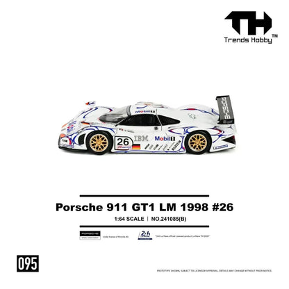 [ETA:  Aug 2026 ] Trend Hobby 1/64 Porsche  911 GT1 LM 1988 White Mobil Winner Livery