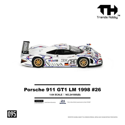 [ETA:  Aug 2026 ] Trend Hobby 1/64 Porsche  911 GT1 LM 1988 White Mobil Winner Livery