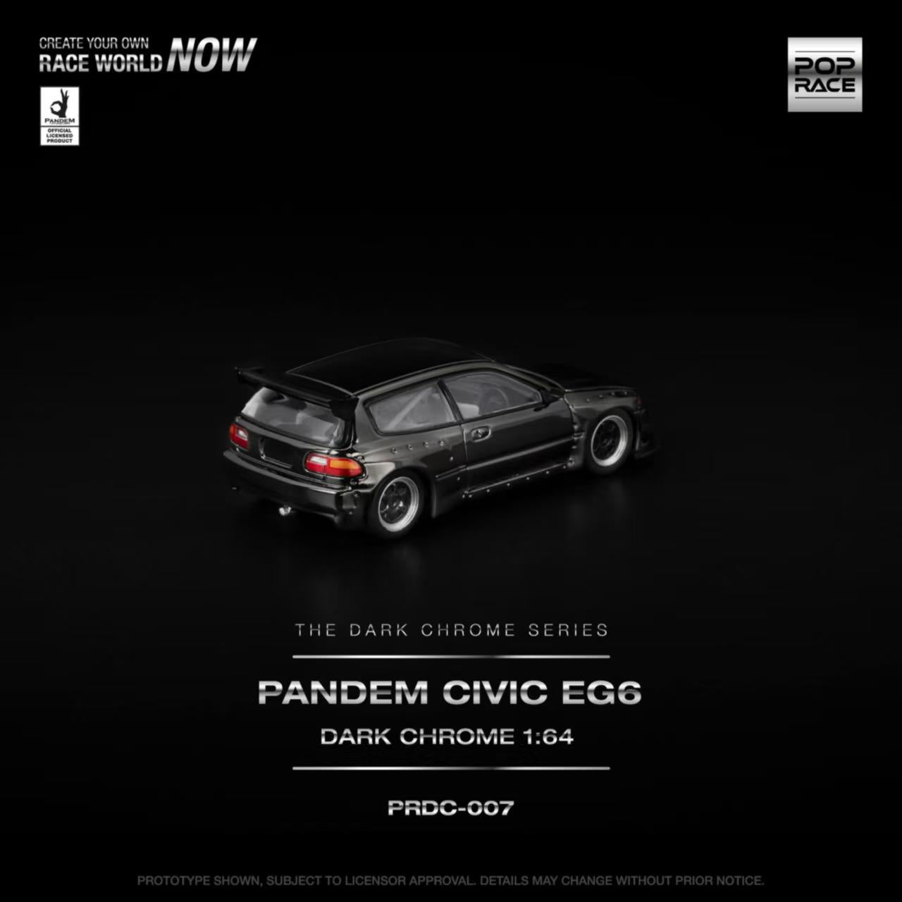 [ETA:  Nov 2025 ] Pop Race 1/64 Pandem Rocket Bunny Civic EG6 Dark Chrome Series