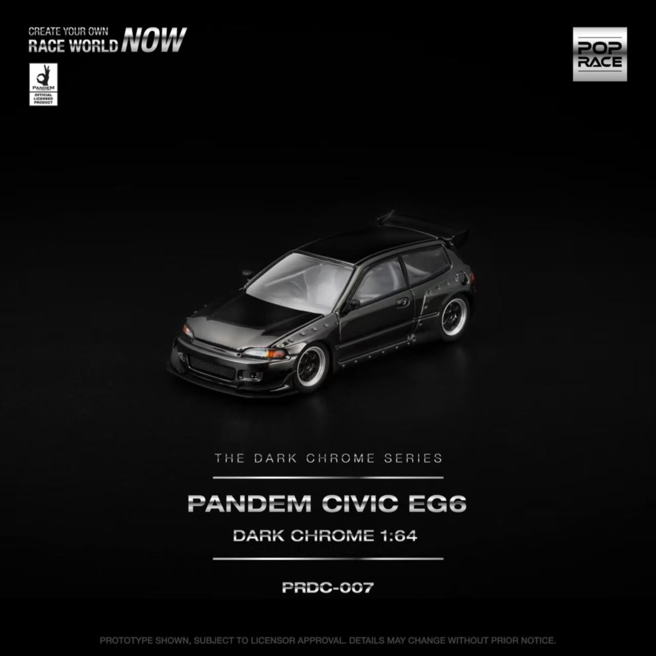 [ETA:  Nov 2025 ] Pop Race 1/64 Pandem Rocket Bunny Civic EG6 Dark Chrome Series