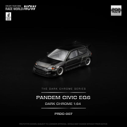 [ETA:  Nov 2025 ] Pop Race 1/64 Pandem Rocket Bunny Civic EG6 Dark Chrome Series