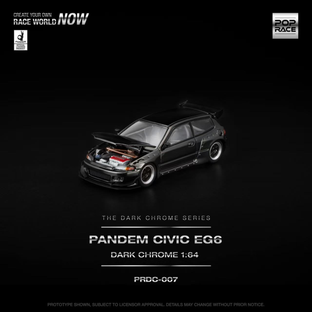 [ETA:  Nov 2025 ] Pop Race 1/64 Pandem Rocket Bunny Civic EG6 Dark Chrome Series