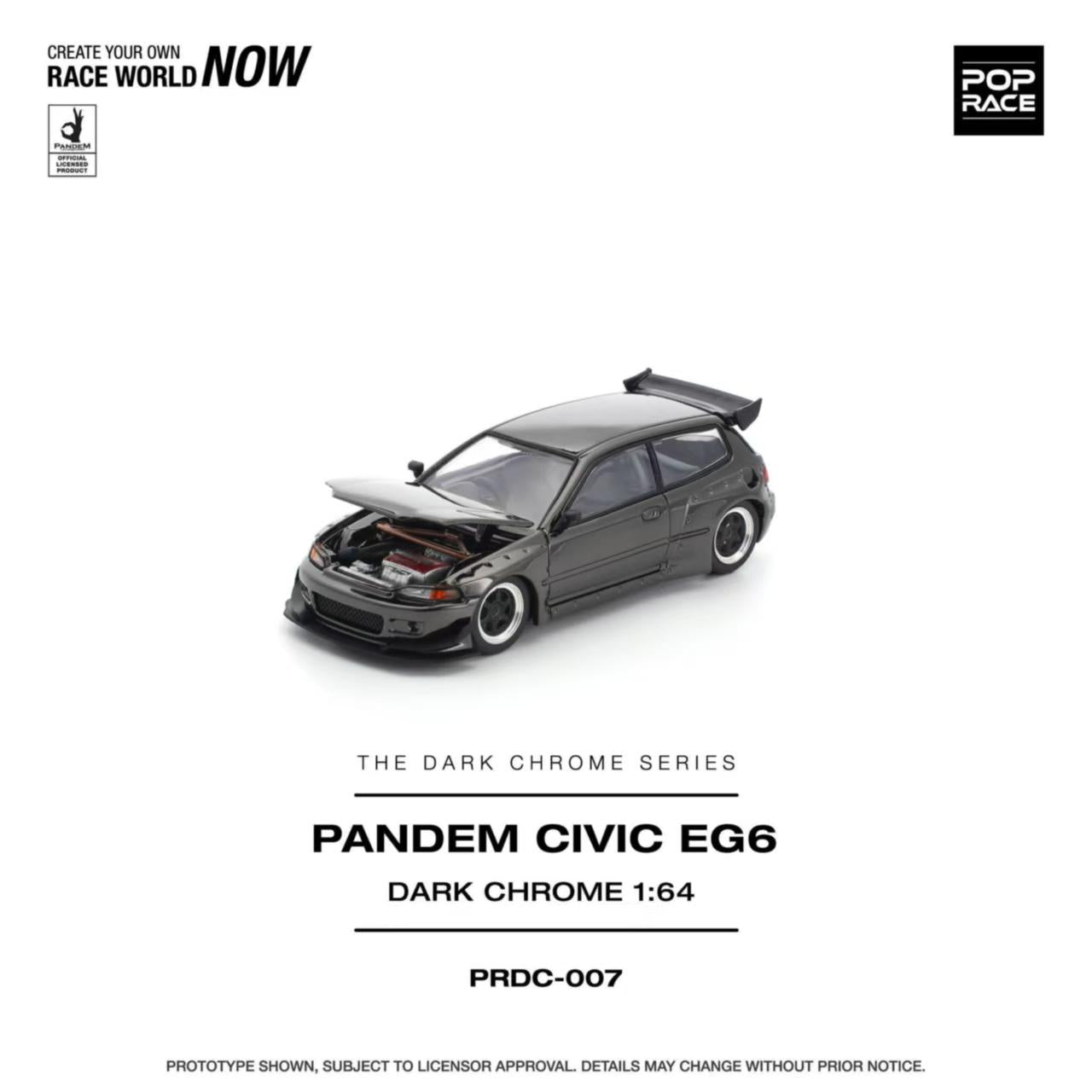 [ETA:  Nov 2025 ] Pop Race 1/64 Pandem Rocket Bunny Civic EG6 Dark Chrome Series