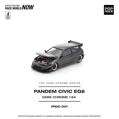 [ETA:  Nov 2025 ] Pop Race 1/64 Pandem Rocket Bunny Civic EG6 Dark Chrome Series