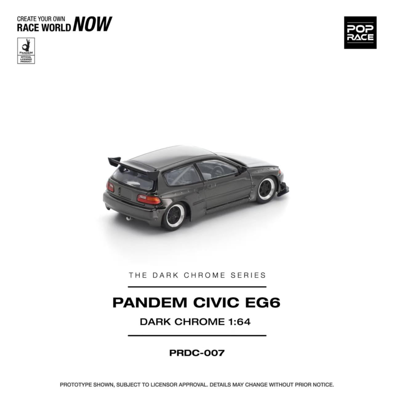 [ETA:  Nov 2025 ] Pop Race 1/64 Pandem Rocket Bunny Civic EG6 Dark Chrome Series