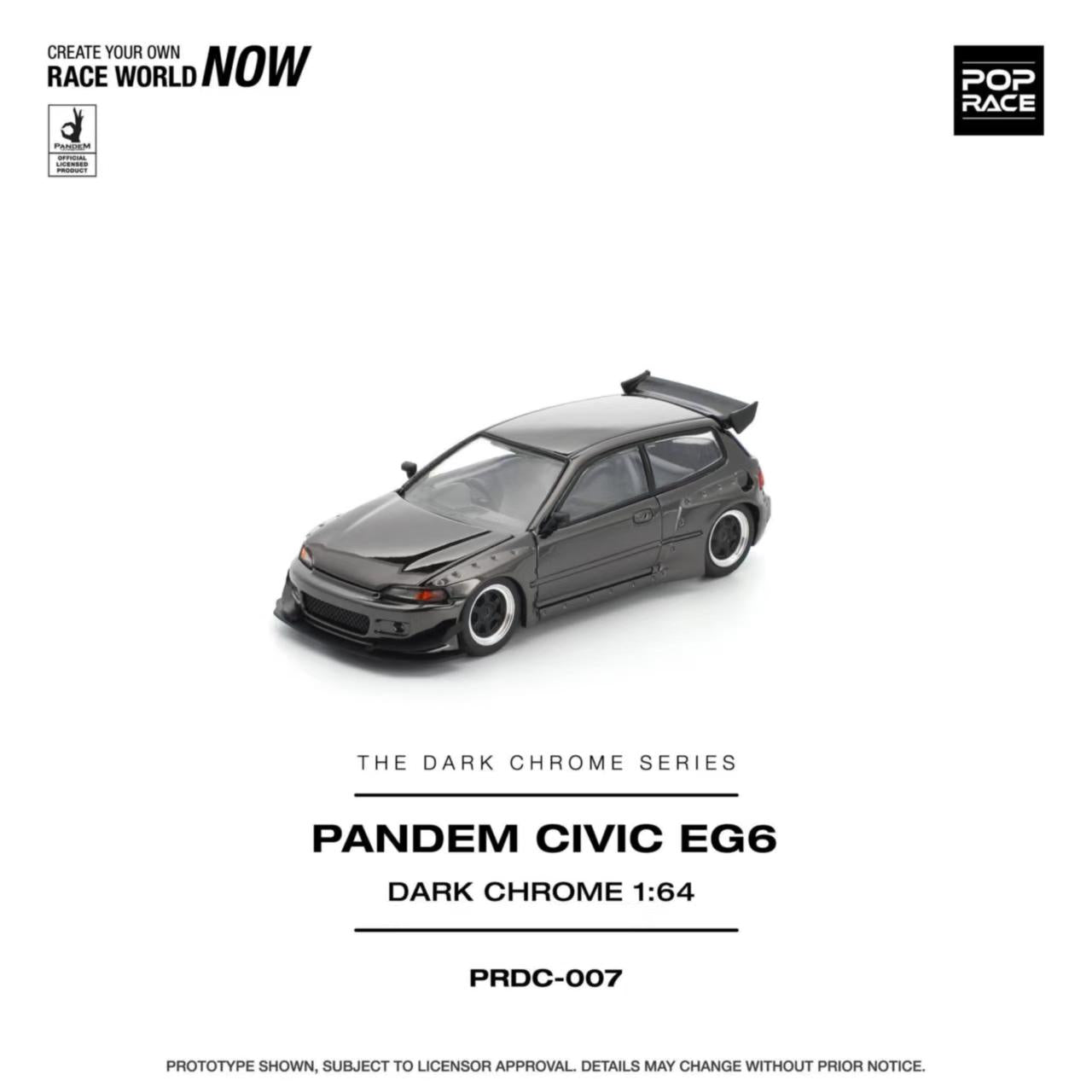 [ETA:  Nov 2025 ] Pop Race 1/64 Pandem Rocket Bunny Civic EG6 Dark Chrome Series