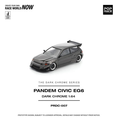 [ETA:  Nov 2025 ] Pop Race 1/64 Pandem Rocket Bunny Civic EG6 Dark Chrome Series