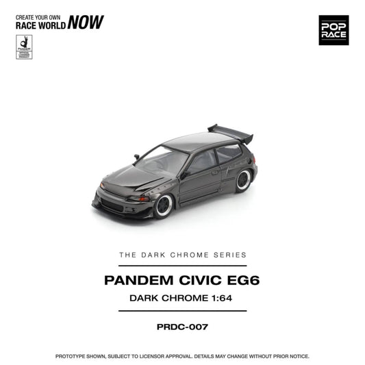 [ETA:  Nov 2025 ] Pop Race 1/64 Pandem Rocket Bunny Civic EG6 Dark Chrome Series