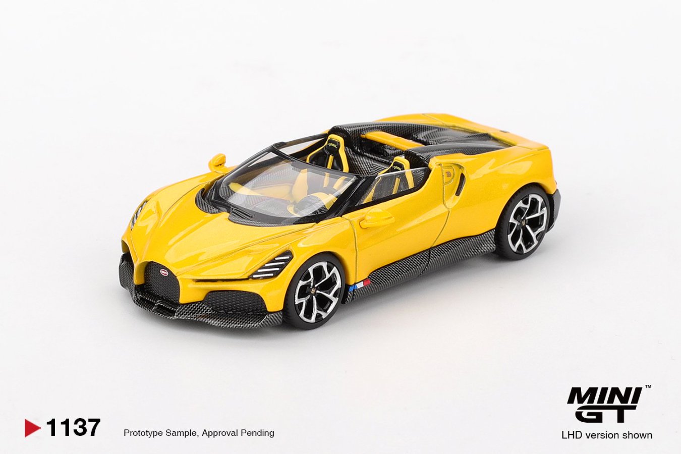 ETA: Sep 2026 ] Mini GT 1/64 Bugatti W16 Mistral Yellow – Black