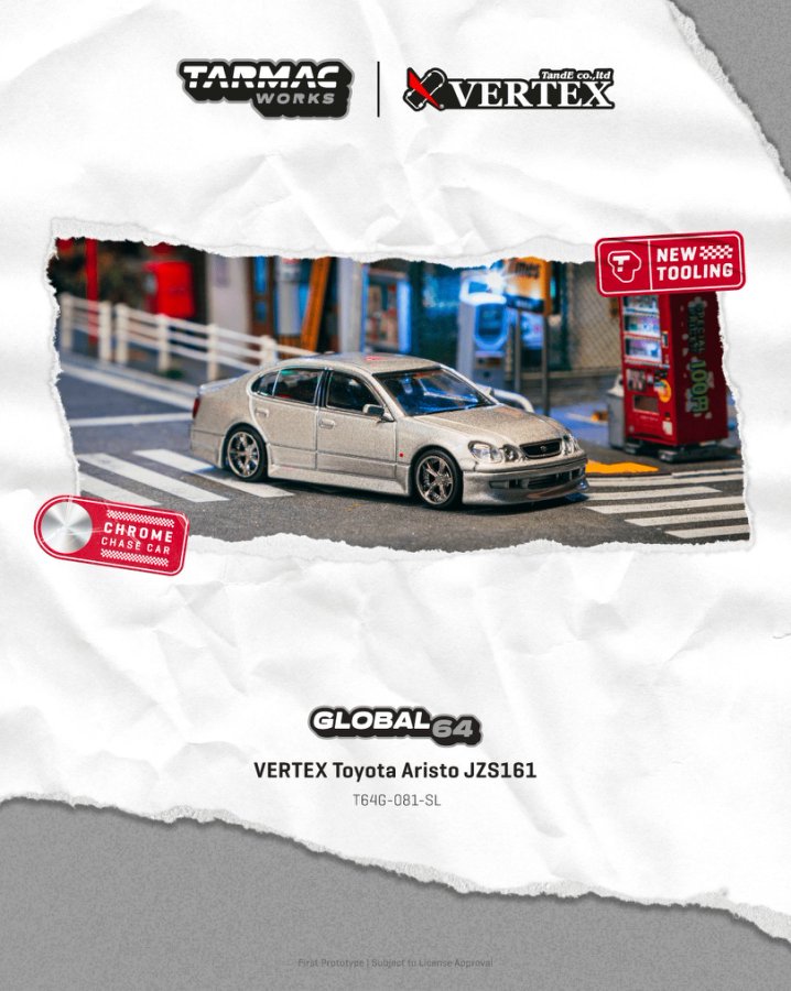 [ETA:  Aug 2026 ] Tarmac Works 1/64 VERTEX  Toyota Aristo JZS161 Silver