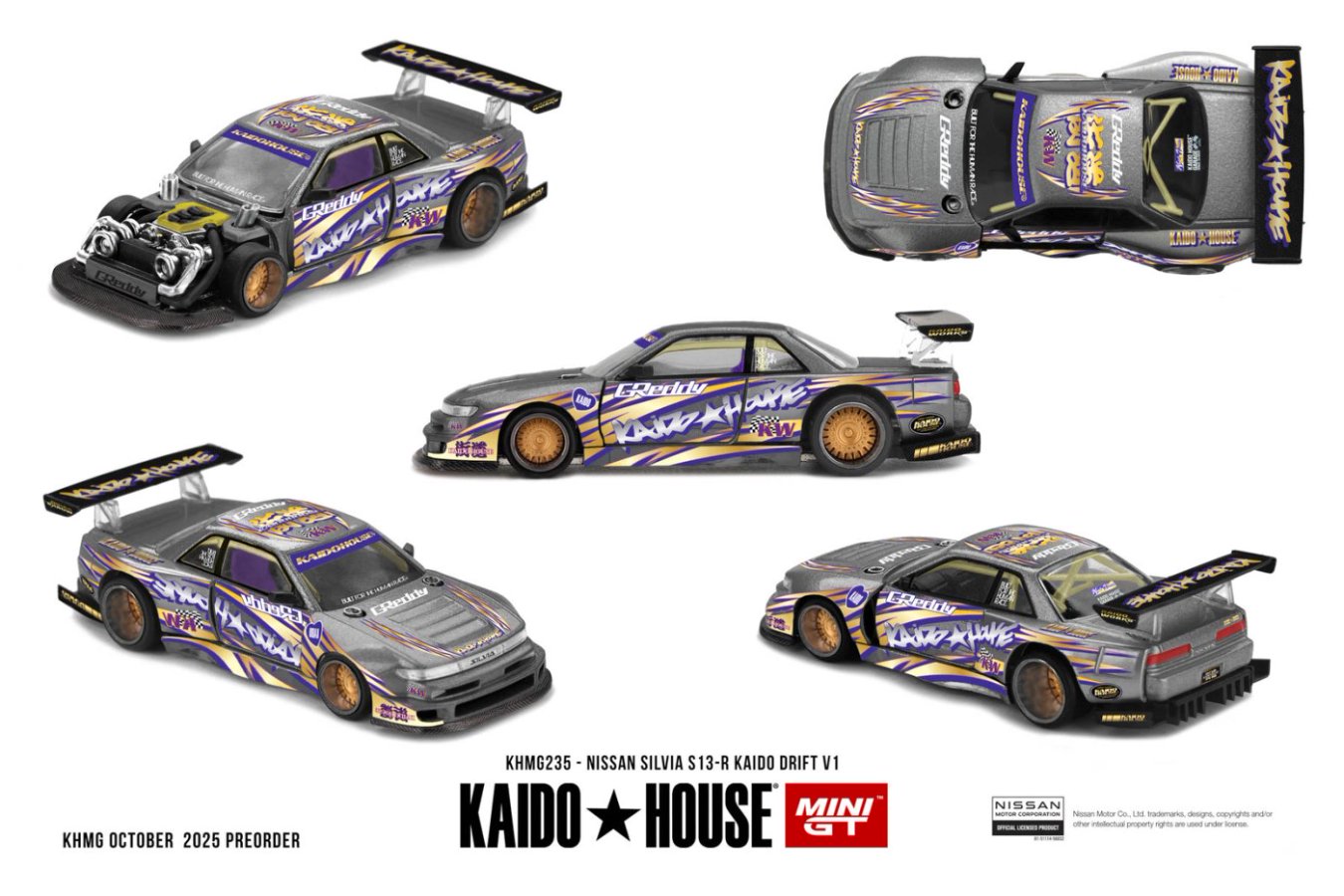 MINI GT Nissan S14 Silvia 23 チェイス ETA: Jul 2026 ] Mini GT x Kaido☆House 1/64 Nissan Silvia S13-R