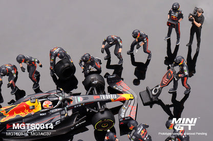 Mini GT 1/64 Oracle Red Bull Racing RB19 #1 Max Verstappen 2023 F1 Japanese Grand Prix Pit Crew Set Limited Edition