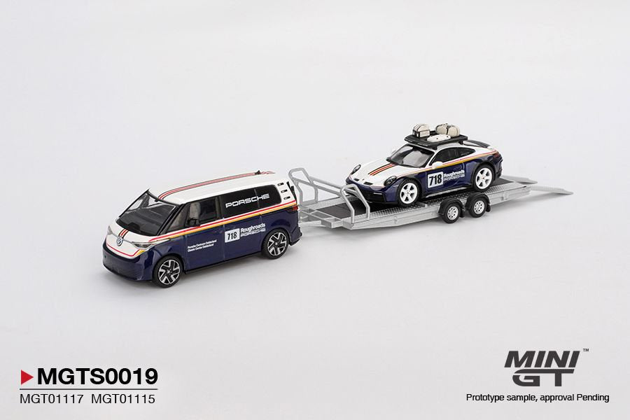 [ETA:  Feb 2026 ] Mini GT 1/64 Porsche 911 Dakar #718 with Volkswagen ID. Buzz Porsche Centrum Gelderland Roughroads Set