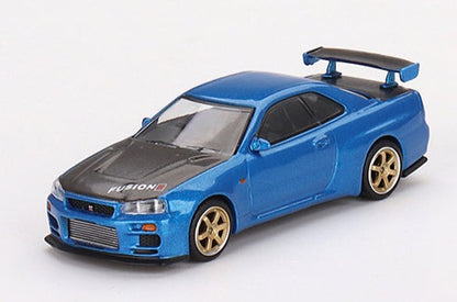 Mini GT 1/64 Nissan Skyline GT-R (R34) Top Secret Bayside – Blue