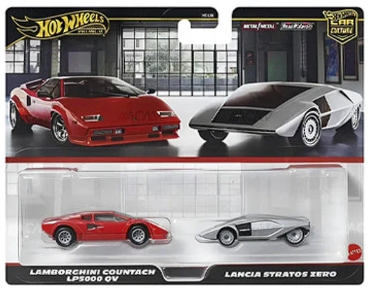 Hot Wheels 1/64 Premium Car Culture 2-Pack - Lamborghini Countach LP5000 OV & Lancia Stratos Zero
