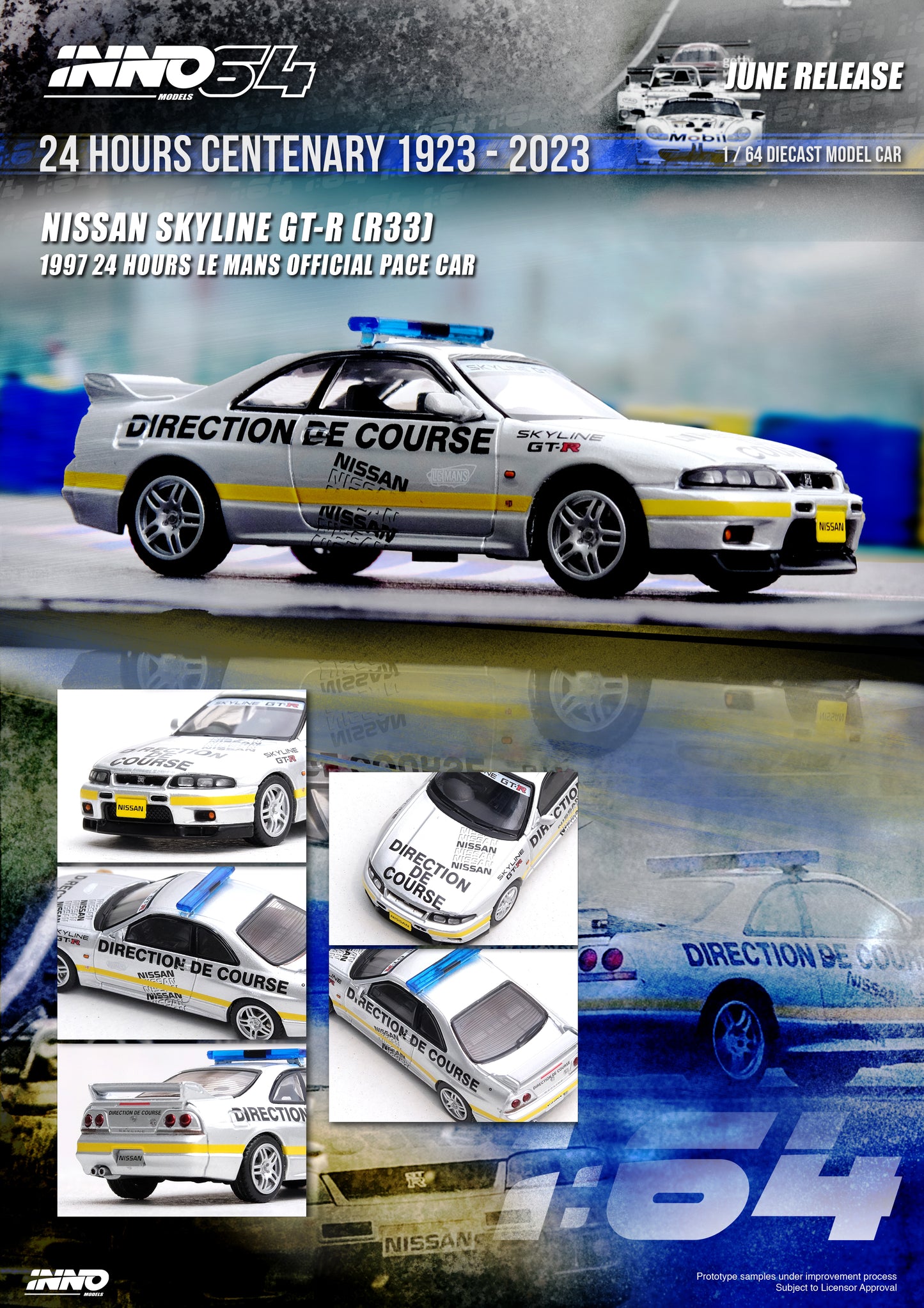 Inno64 1/64 NISSAN SKYLINE GT-R (R33) 
24 Hours Le Mans Offical Pace Car 1997