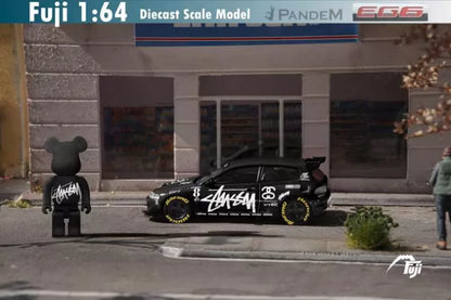 Fuji 1/64 Fuji 1:64 Pandem Civic EG6 Mk5 Rocket Bunny Black Stussy / Red Lego