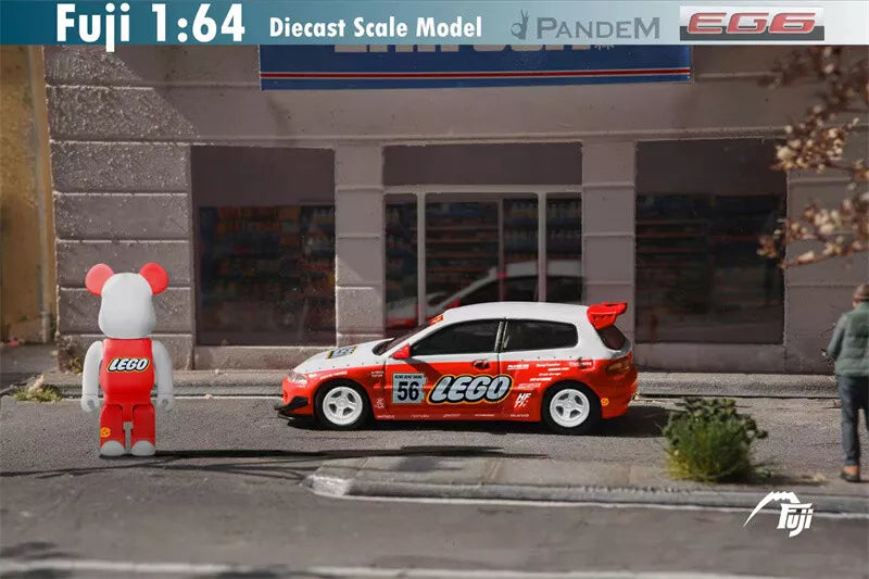 Fuji 1/64 Fuji 1:64 Pandem Civic EG6 Mk5 Rocket Bunny Black Stussy / Red Lego