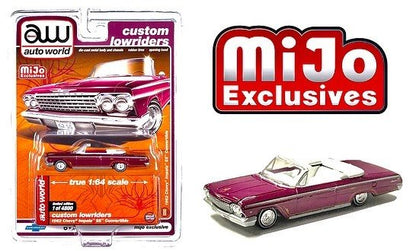 Auto World 1:64 Mijo Exclusives Custom Lowriders 1962 Chevy Impala SS Convertible Plum Limited Edition