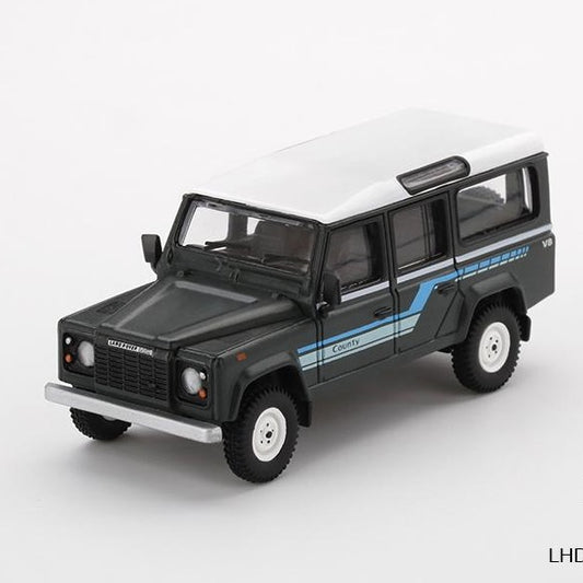 Mini GT 1:64 Land Rover Defender 110 1985 County Station Wagon Grey ***in clamshell blisters***