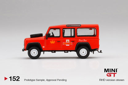 Mini GT 1:64 Land Rover Defender 110 UK Royal Mail Post Bus ***in clamshell blisters***