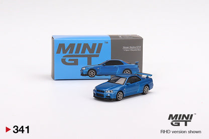 Mini GT 1/64 Nissan Skyline GT-R (R34) V-Spec II Bayside Blue