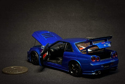PGM 1:43 Nissan Skyline GT-R R34 Nismo Z-Tune Metallic Blue (with extra engine)