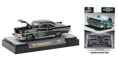 M2 Machines 1/64 Hobby Exclusive Chevy 1957 Bel Air with Green Flames