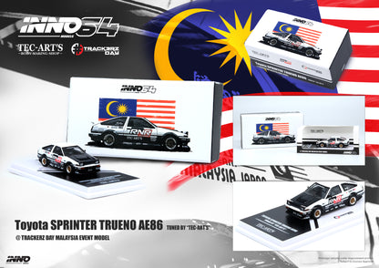 Inno64 1:64 Toyota SPRINTER TRUENO AE86 Tuned by "TEC-ART'S"  @TRACKERZ DAY MALAYSIA EVENT MODEL Limited Edition