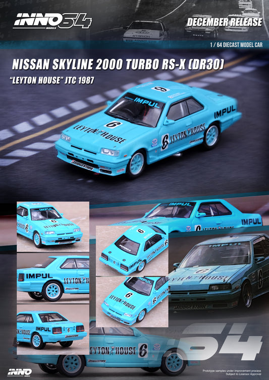 Inno64 1/64 NISSAN SKYLINE 2000 Turbo RS-X (HR31) #6 "LEYTON HOUSE" JTCC 1987 - Hajime Kitano / Masahiko Kageyama