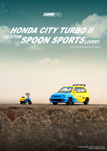 Inno64 HONDA CITY TURBO II "SPOON SPORTS" Custom Livery  With MOTOCOMPO