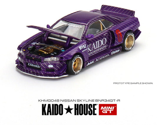Kaido★House x Mini GT 1:64 Nissan Skyline GT-R (R34) Kaido Works V2 (Purple) Limited Edition