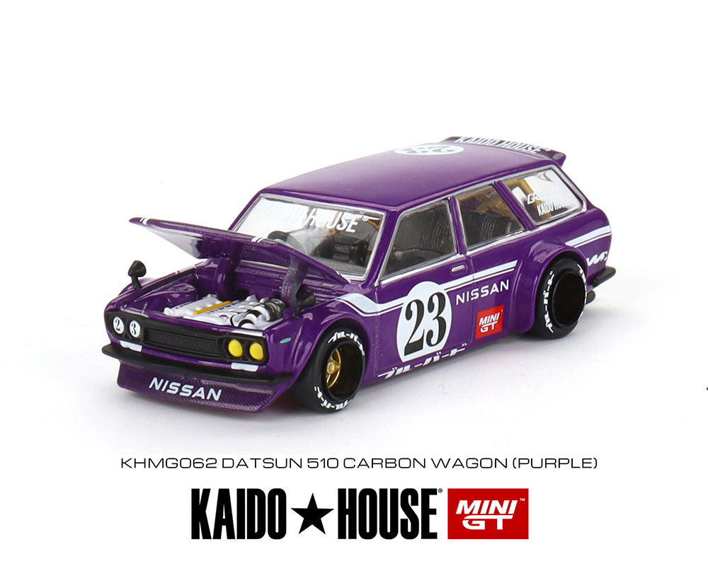 Mini GT 1/64 KAIDO★HOUSE Datsun 510 Wagon CARBON FIBER V1 – Purple – Limited Edition