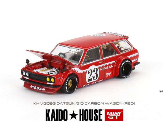 Mini GT 1/64 KAIDO★HOUSE Datsun 510 Wagon CARBON FIBER V2 – Red – Limited Edition
