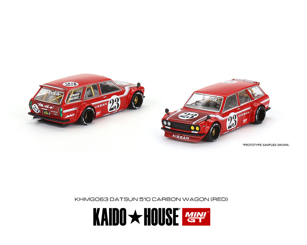 Mini GT 1/64 KAIDO★HOUSE Datsun 510 Wagon CARBON FIBER V2 – Red – Limited Edition