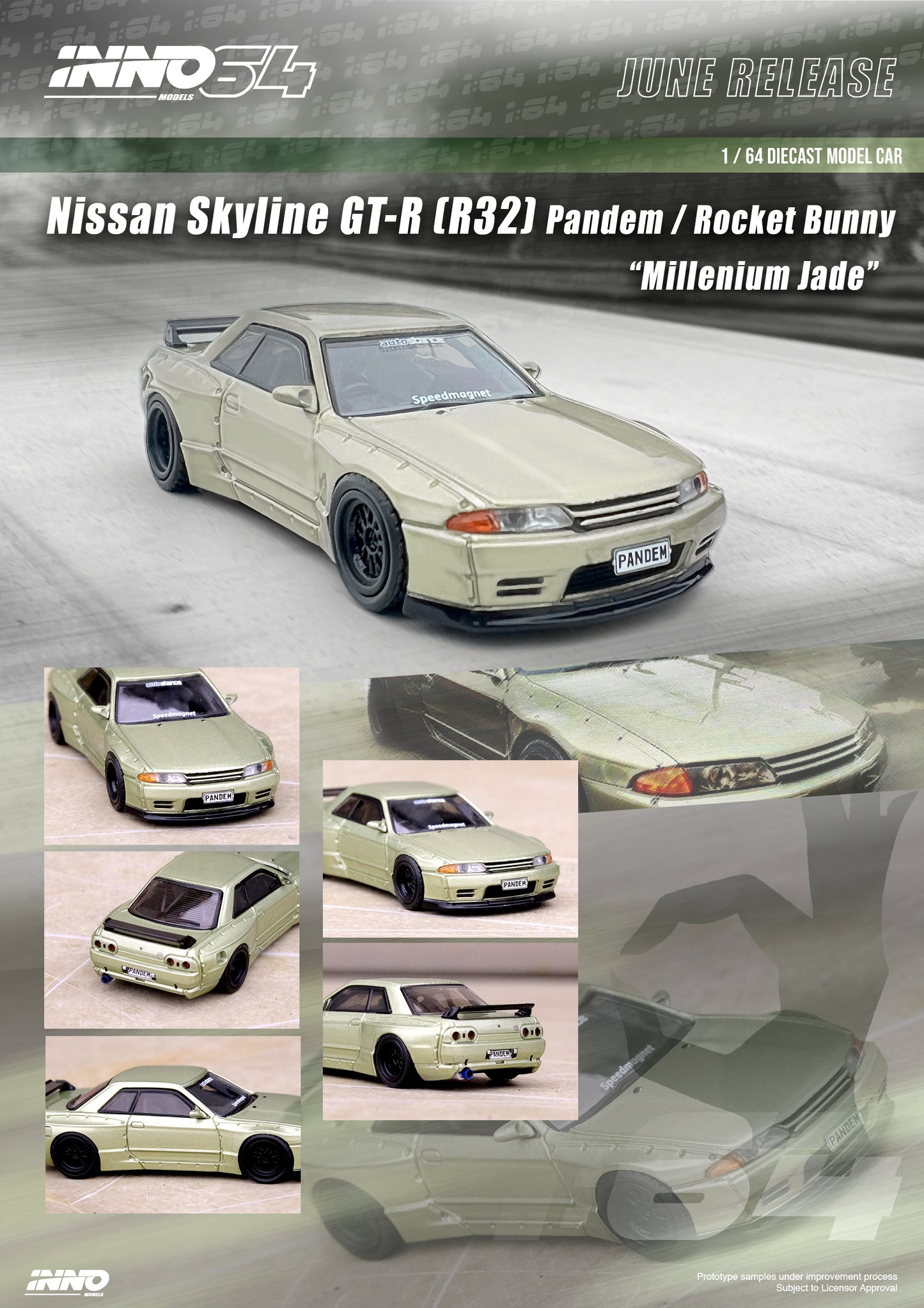 Inno64 1/64 NISSAN SKYLINE GT-R (R32) PANDEM ROCKET BUNNY Millennium Jade