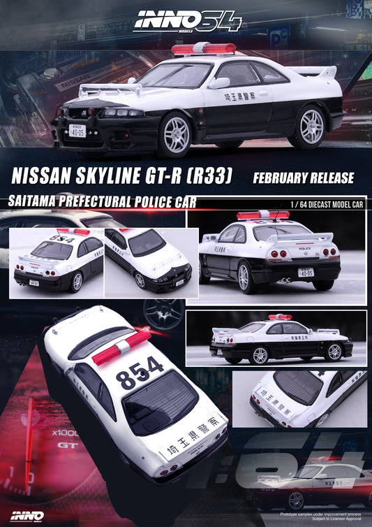 Inno64 1/64 NISSAN SKYLINE GT-R R33 Saitama Prefectural Police Car