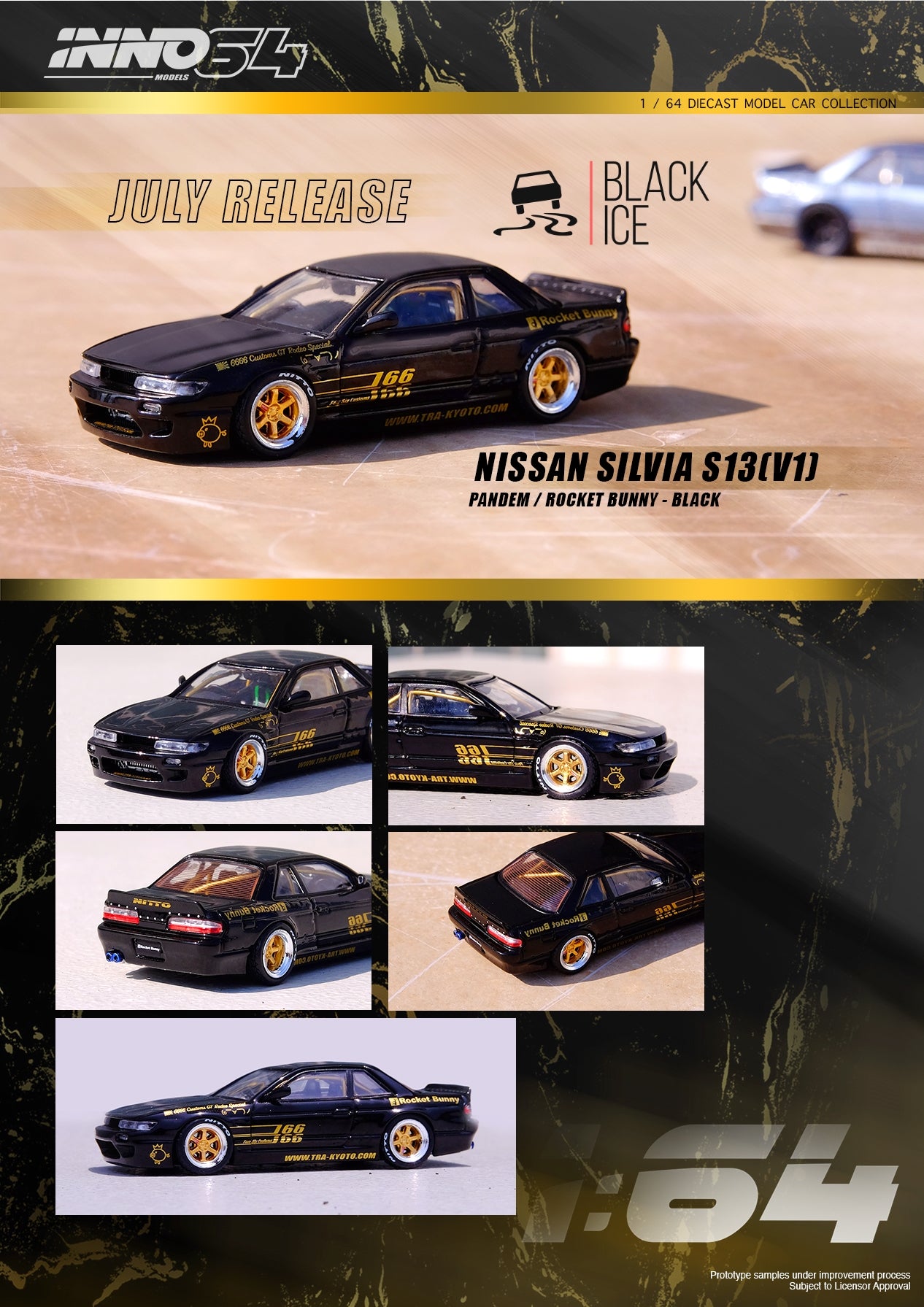 Inno64 1:64 NISSAN SILVIA S13 PANDEM ROCKET BUNNY Black