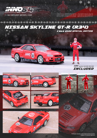 Inno64 1:64 NISSAN SKYLINE GT-R (R34) R-Tune X'MAS 2022 Special Edition