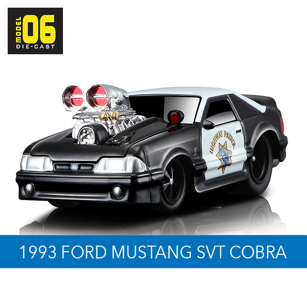 Muscle Machines 1:64 Ford Mustang SVT Cobra R Highway Patrol Gasser  **Damaged Cards***