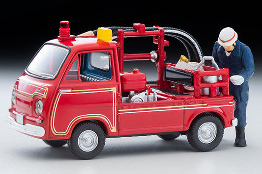 Tomica Limited Vintage 1/64 LV-68c Subaru Sambar Pump Fire Truck with a figure