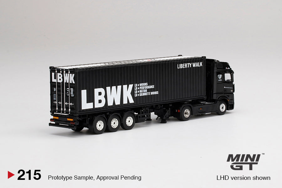 Mini GT 1:64 Mercedes-Benz Actros With 40 Ft Dry Container LBWK Black