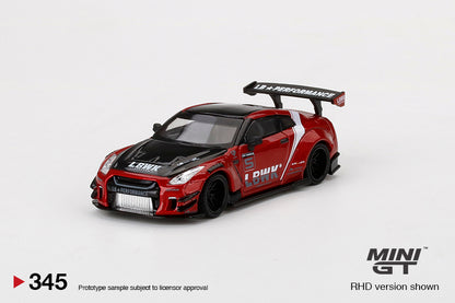 Mini GT 1/64 LB★WORKS Nissan GT-R R35 Type 2, Rear Wing ver 3 , Red, LB Work Livery 2.0