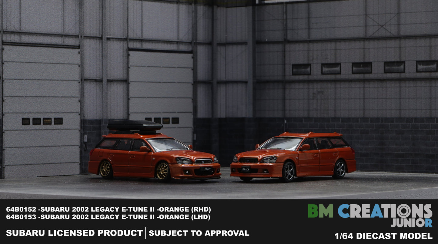 BM Creations 1:64 Subaru 2002 Legacy e-tune II -Orange (RHD)