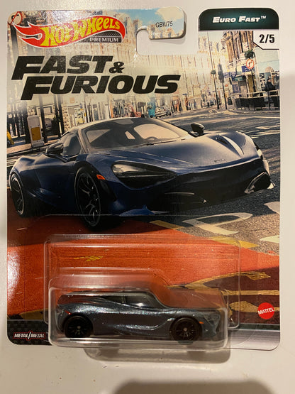 Hot Wheels  1/64 Fast and Furious Euro Fast "K " case  (set of 5)