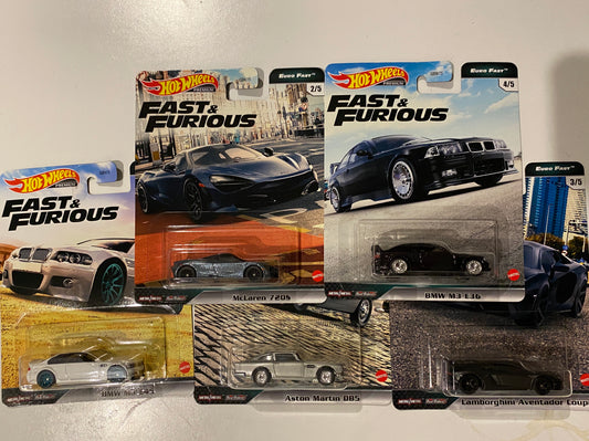 Hot Wheels  1/64 Fast and Furious Euro Fast "K " case  set of 5